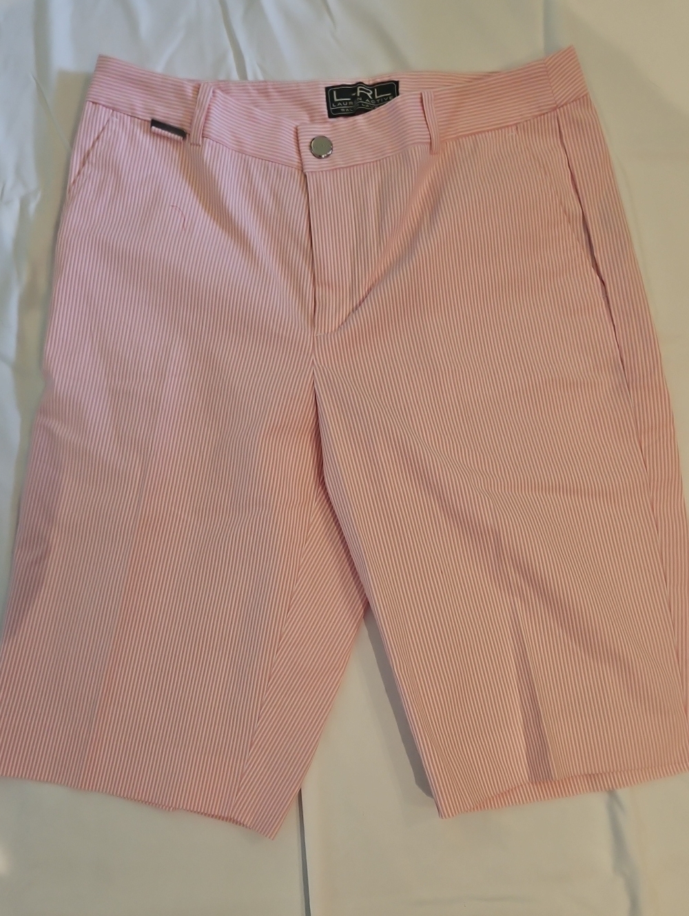 LRL Pink Pinstripe Bermuda Shorts